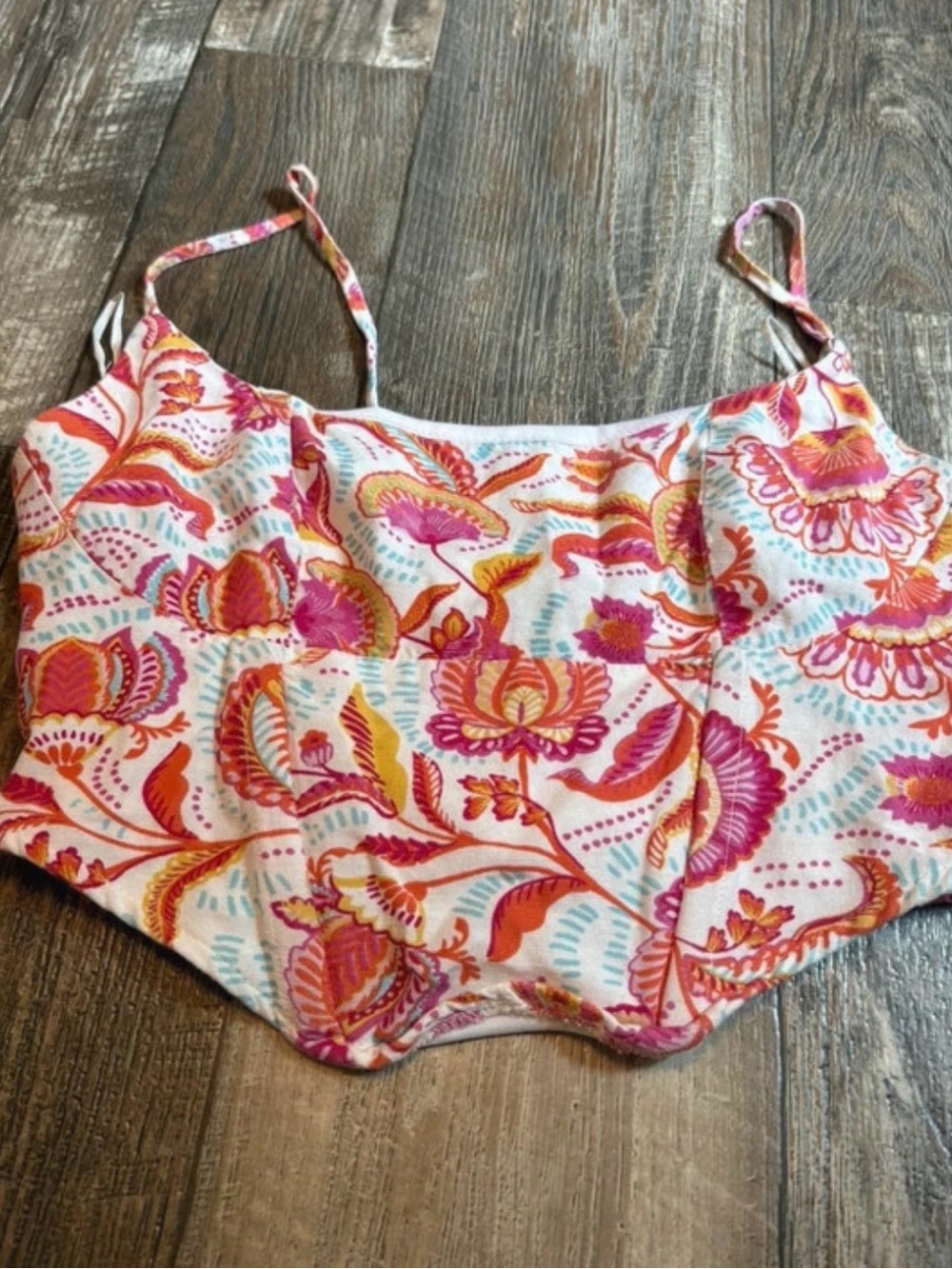 Women's Floral Print Crop Top in Pink & Orange